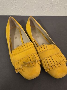 Boden Yellow Suede Fringe Loafers